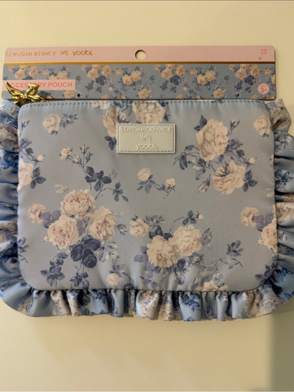 LoveShackFancy/Target Collab  Blue Floral Ruffle Cosmetic Pouch